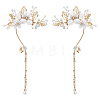2Pcs 2 Styles Flower Crystal Rhinestone & Plastic Pearl Cuff Earrings EJEW-FH0001-13G-1