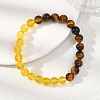 Natural Dyed & Heated Quartz Crystal & Tiger Eye Beads Bracelets BJEW-JB12839-4