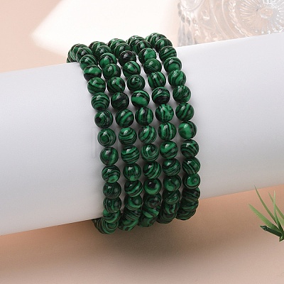 Synthetic Malachite(Dyed) Bead Stretch Bracelets BJEW-K212-A-031-1