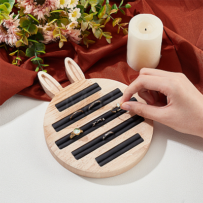 Rabbit Bamboo Ring Displays ODIS-WH0026-12-1