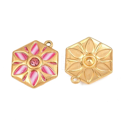 304 Stainless Steel Enamel & Rhinestone Pendants STAS-G398-26G-01-1