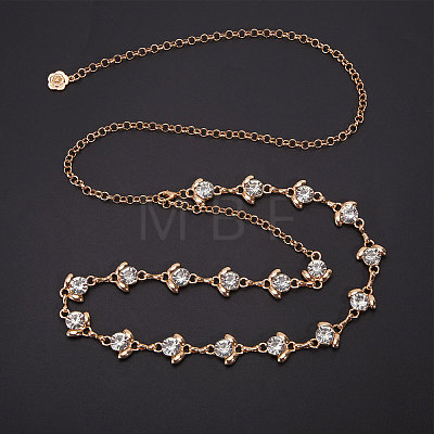 Alloy Flower Link Chain Waist Chains FIND-WH0421-95G-1