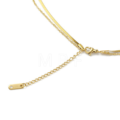Ion Plating(IP) 304 Stainless Steel Cable & Herringbone Chains Double Layer Necklaces NJEW-M199-13G-1