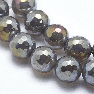 Electroplated Natural Agate Beads Strands G-O164-01A-10mm-1