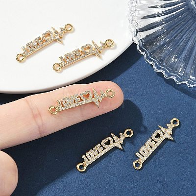 SHEGRACE Brass Micro Pave Clear Cubic Zirconia Connector Charms XGRQ3D931-494G-1