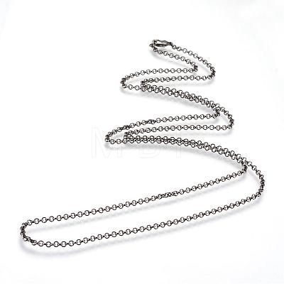 Iron Rolo Chains Necklace Making MAK-R015-45cm-B-1