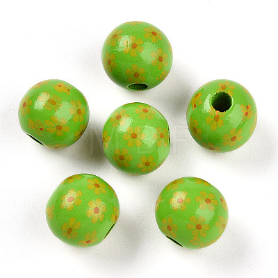 Easter Theme Printed Wood Beads WOOD-T032-22D-1