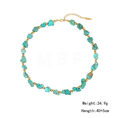 Nuggets Synthetic Turquoise Beaded Necklace for Women GU1557-1