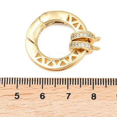 Ring Brass Micro Pave Clear Cubic Zirconia Spring Gate Rings KK-C162-094G-1