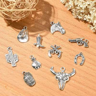 100 pcs 10 Style Tibetan Style Alloy Pendants TIBEP-CJ0001-32-1