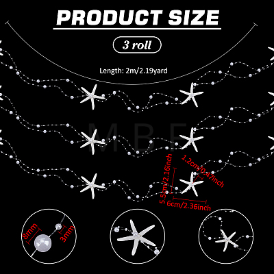 Resin Starfish & Pearl Garland AJEW-WH0410-335-1