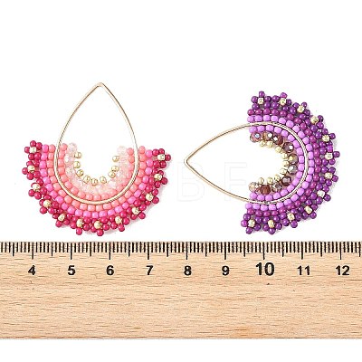 4Pcs 4 Colors Glass Seed Beaded & Glass Pendants PALLOY-MZ01371-1