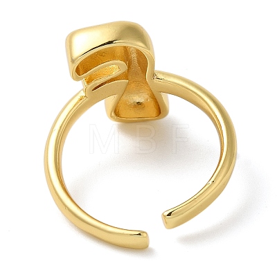 Initials Brass Open Cuff Ring for Women RJEW-N046-02F-G-1