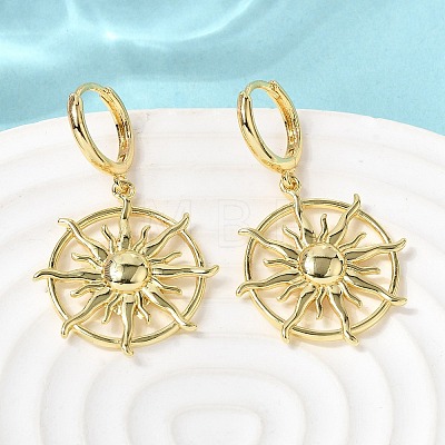 Sun Brass Hoop Earrings EJEW-H180-30C-G-1