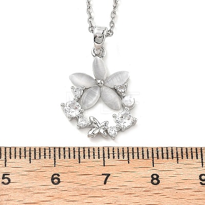 Flower Resin & Micro Pave Cubic Zirconia Pendant Necklaces NJEW-D288-02P-1