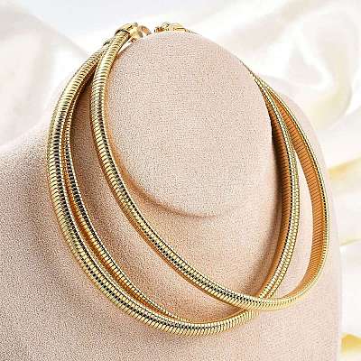 304 Stainless Steel 3-Strand Snake Chain Necklaces for Women NJEW-B122-02G-1