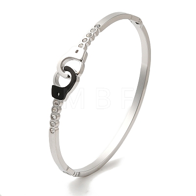 304 Stainless Steel Rhinestone Bangles BJEW-F474-04P-1