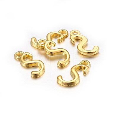 Golden Plated Alloy Letter Pendants LS-PALLOY-J718-01G-S-1