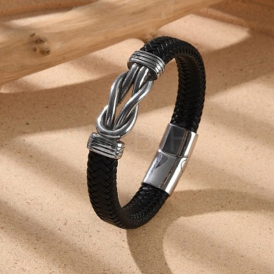 Braided Microfiber Leather Cord Bracelets for Men BJEW-Z081-05P-1