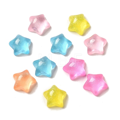 Transparent Resin Decoden Cabochons with Glitter Powder X-RESI-E053-08E-1