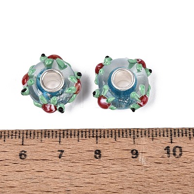 3D Lampwork & Brass Core European Beads FOIL-Q004-01B-1