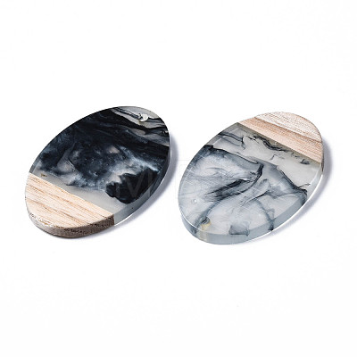 Transparent Resin & Walnut Wood Pendants X-RESI-T035-26-A01-1