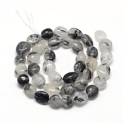 Natural Black Rutilated Quartz Beads Strands G-R445-6x8-18-1