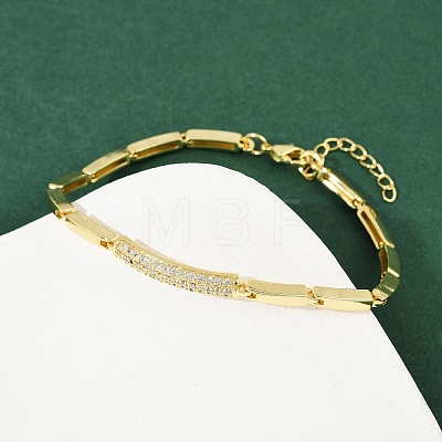 Brass Micro Pave Clear Cubic Zirconia Link Bracelets for Women BJEW-F504-12G-1