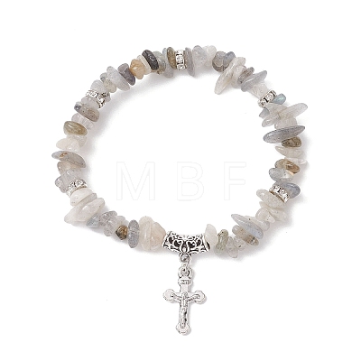 3Pcs Natural Mixed Gemstone Chip Beaded Stretch Bracelets BJEW-JB12316-1