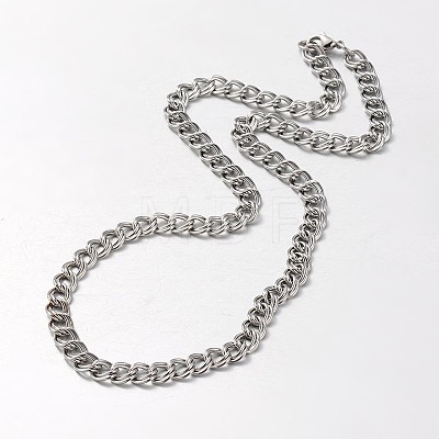 Tarnish Resistant 304 Stainless Steel Double Link Chain Necklace STAS-L127-02P-1