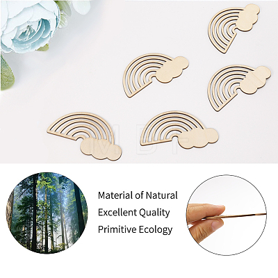 DIY Unfinished Rainbow Wooden Pendant Decorations WOOD-WH0030-48-1
