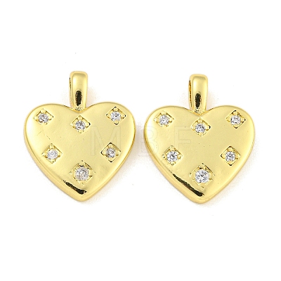 Heart Rack Plating Brass Micro Pave Clear Cubic Zirconia Pendants X-KK-Z053-02G-1