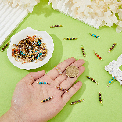 80Pcs 8 Styles Natural & Synthetic Gemstone Pendants PALLOY-FH00208-1