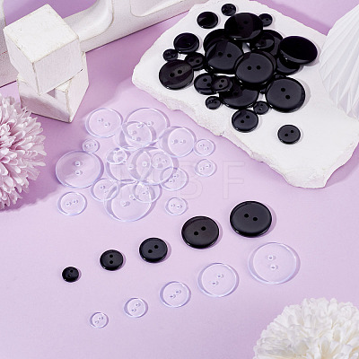 2-Hole Flat Round Resin Sewing Buttons For Costume Design BUTT-TA0001-62-1