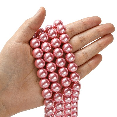 Eco-Friendly Glass Pearl Bead Strands X-HY-A008-12mm-RB109-1