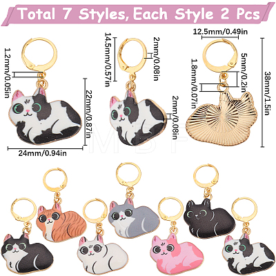 SUNNYCLUE 1 Set Cat Alloy Enamel Pendant Locking Stitch Markers HJEW-SC0001-62-1