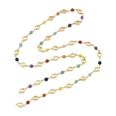 Natural & Synthetic Mixed Gemstone Handmade Round Beaded Chains AJEW-JB01653-02-1