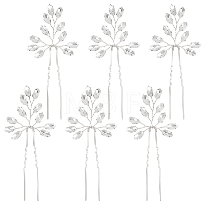 6Pcs Alloy Rhinestone Hair Sticks for Women OHAR-FG0001-08S-1