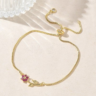 Adjustable Brass Micro Pave Clear Cubic Zirconia Box Chain Slider Bracelets BJEW-C156-09G-04-1