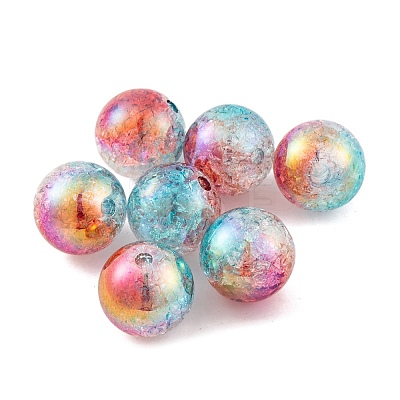 UV Plating Rainbow Iridescent Two Tone Acrylic Beads PACR-C009-04J-1