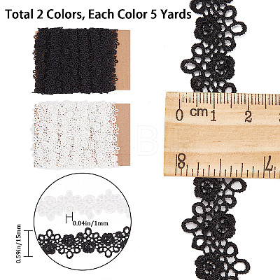 Gorgecraft 10 Yards 2 Colors Polyester Lace Trim DIY-GF0007-10-1