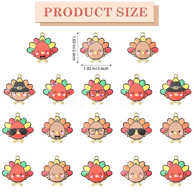 36Pcs 18 Styles Cute Printed Alloy Pendants ENAM-SZ0004-27-1
