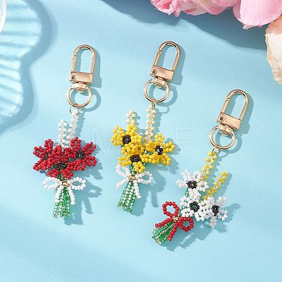 3D Flower Glass Seed Beaded Pendant Decorations KEYC-MZ00056-1