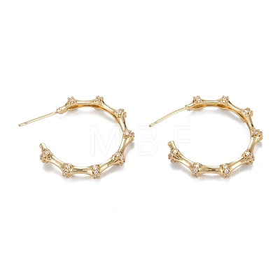 Half Hoop Sparkling Cubic Zirconia Stud Earrings for Girl Women EJEW-H126-02G-1