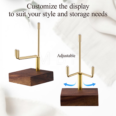 Iron Mineral Display Holder with Square Wood Bases ODIS-WH0331-79-1