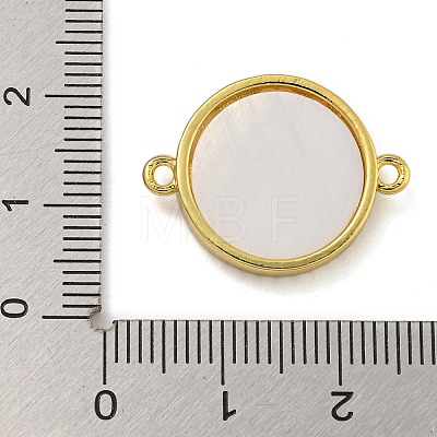 Rack Plating Brass Micro Pave Clear Cubic Zirconia Flat Round Connector Charms KK-I718-47G-02-1