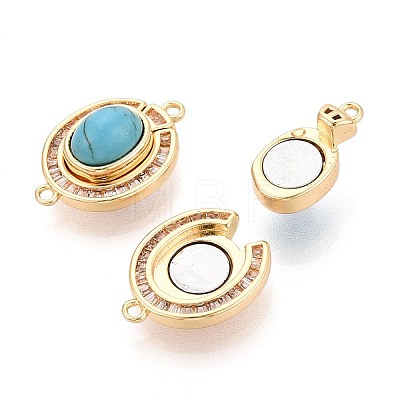 Brass Pave Clear Cubic Zirconia Magnetic Clasps KK-N287-10G-01-1