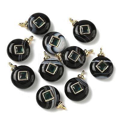 Natural Black Banded Agate Pendants G-H328-08G-D20-1