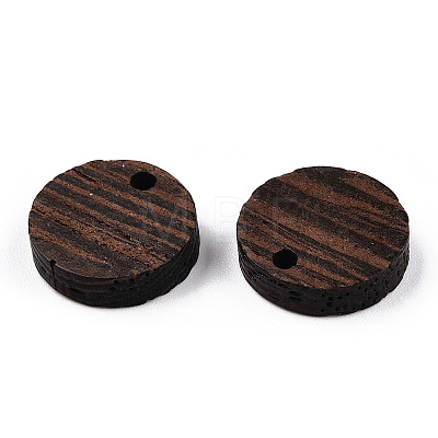 Natural Wenge Wood Flat Round Charms WOOD-T023-29A-01-1