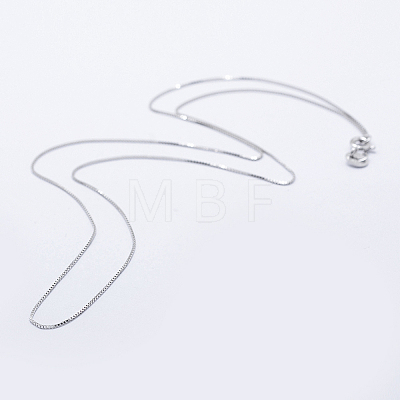 Anti-Tarnish Rhodium Plated 925 Sterling Silver Box Chain Necklaces STER-F039-40cm-03P-1